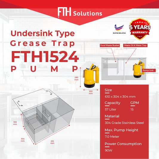 15 GPM (57L)   Kitchen Grease Trap With SP-90AT  Pump
